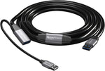 MutecPower 16 Feet Active USB 3.0 Male to Female Extension Cable USB A Repeater Extender Cord with Booster & USB Power Supply - Black 5m – Compatible with Laptops, Hard Drives, Xbox, PS4, VR etc