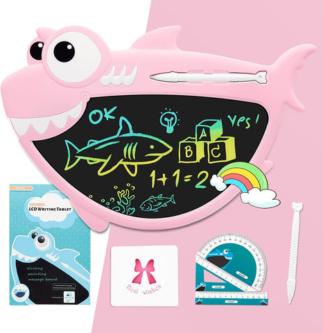 Toy Gifts for 3-8 Years Old Girls Boys, LCD Writing Tablet for Kids, Colorful Screen Doodle Board, Drawing Tablet ,Christmas, Birthday Gifts for 3+ 4 5 6 7 8 Years Old Kids-Shark Pink