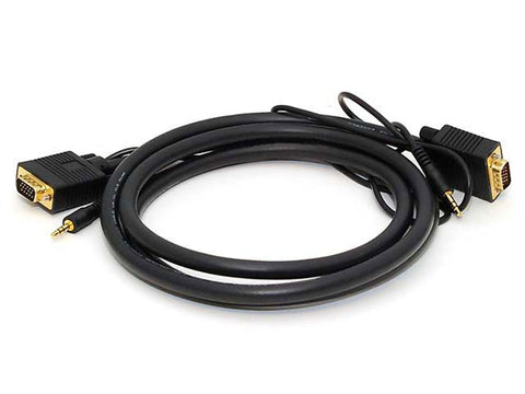 Monoprice Super VGA Cable - 6 Feet - HD15 Male/Male with Stereo Audio and Triple Shielding (Gold Plated)