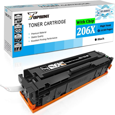 TOPRINT?with Chip 206X Compatible Toner Cartridge W2110X Black 3150 Pages for HP Color Laserjet M255 M255dw M255nw MFP M282 M282nw M283 M283fdw M283fdn M283cdw Printers