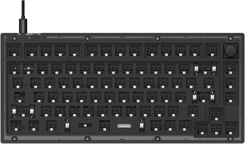 Keychron V1 Wired Custom Mechanical Keyboard Barebone Knob, 75% Layout QMK/VIA Programmable Macro with Hot-swappable Support Compatible with Mac Windows Linux (Frosted Black - Translucent)