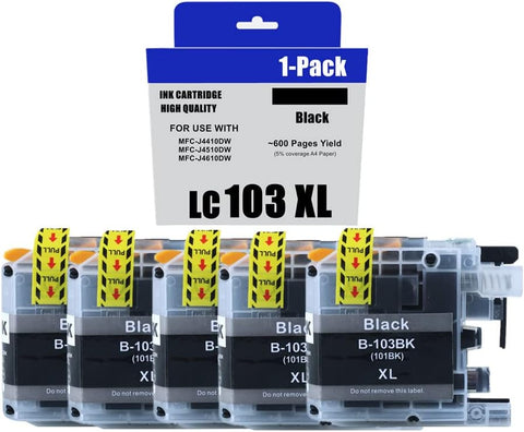 ColorInk LC103 Black Ink Cartridge LC103BK XL Replacement for Brother LC103XL Works for Brother MFC-J870DW MFC-J6920DW MFC-J6520DW MFC-J450DW MFC-J470DW Printer 5 Pack