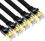 CAT8 Ethernet Cable, 10ft 5 Pack Flat CAT8 Patch Cord, Faster than CAT7/CAT6/CAT5e, High Speed 40Gbps 2000MHz SFTP Network LAN Cable with Gold Plated RJ45 for Gaming, Router, Modem (10ft/5 Pack/Black)