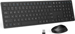 Wireless Mouse and Keyboard, Deeliva 2.4G Wireless Mouse and Keyboard Combo Full Size with Shortcut Keys and Number Pad Quiet Silent Slim Cordless Keyboard Mouse for Mac, Laptop, Computer (Black)