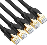 CAT 8 Ethernet Cable, 1.5ft (5 Pack) Ultra High Speed 40Gbps 2000MHz SFTP 26AWG CAT8 Cable LAN Internet Network Cord with Gold Plated RJ45 Connector for Gaming, Router, Modems, PC (1.5ft/5 Pack/Black)