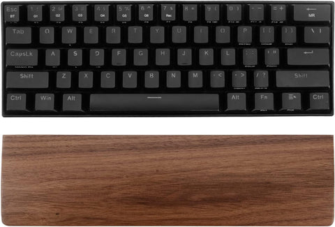 Linkidea Wooden Keyboard Wrist Rest for 61Keys 60% Compact Keyboard, Compact Gaming Mechanical Keyboard Wrist Rest Hand Palm Pad, for Office, Computer, Laptop Typing, Gaming (Black Walnut)