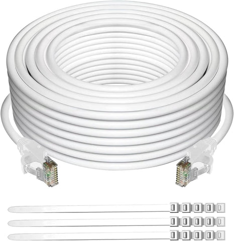 Cat 6 Ethernet Cable 50 ft-White, Adoreen High Speed Internet Cable (4 Colors for Selection) Support POE Gigabit Cat6 Cat 5e Cat 5 Cable Long Flexible Network Cable RJ45 Patch Cord+15 Ties