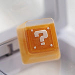 Gaming Keycaps Mario Resin Keycaps for Cherry MX Swtiches (OEM R4) (Golden Question Mark)