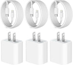 iPhone Fast Charger [Apple MFi Certified] 3-Pack USB C Wall Charger 20W PD Adapter with 6FT USB C to Fast Cable Compatible iPhone 14/14 Pro/14 Pro Max/14 Plus/13/12/11/Xs Max/XR/X, iPad