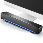 USB Wired Soundbar, 3.5mm Stereo Soundbar Music Player Bass Surround Sound Box for Desktop Laptop TV Smartphone Tablet PC MP3 MP4, Portable Subwoofer Home Audio Speakers(Black)