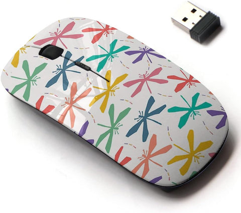 2.4G Wireless Mouse with Cute Pattern Design for All Laptops and Desktops with Nano Receiver - Dragonfly Cut Out Shapes