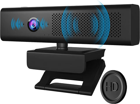 Conference Webcam with Speaker and 4 Microphones, HD 1080P Video Web Cam with Privacy Cover, Business Web Camera for Desktop PC Computer & Laptop, USB Camera for Zoom Conferencing/Gaming/Streaming