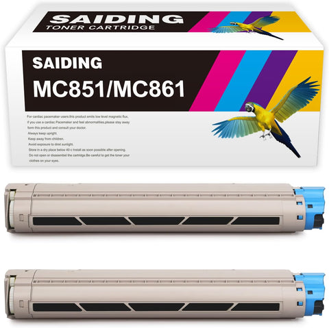 SAIDING Compatible Toner Cartridge Replacement for MC851 MC861 44059168 to use with OKI MC851DN MC861DN (2 Black)