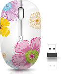 JUHOO Wireless Mouse with Nano Receiver for PC, Laptop, Notebook, Computer, MacBook, Less Noise, Portable Mobile Optical Mice.(Flower)