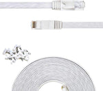 Cat 6 Ethernet Cable 5 ft Flat White,Solid Cat6 High Speed Computer Wire with Clips & Rj45 Connectors for Router, Modem, Faster Than Cat5e/Cat5, (5ft, 5 Pack, White)