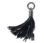 1 one enjoy Tassel Key Chain Charging Cable USB-C to USB-A Cable, Leather Tassel Key Chain Type C Cord for Galaxy S10,S9, Note 9,S8, L.G V30 V20 G6 5, Pix.el 2,Hvawei P9,P8 Mo.to G7 G6 Z3(Black)