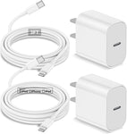 [2Pack] iPhone Fast Charger, [Apple MFi Certified] 20W PD Type C Power Wall Charger with 3FT Lightning Cable Compatible with iPhone 13/13 Pro Max/12/12 Mini/12 Pro/12 Pro Max/11/11 Pro iPad AirPods