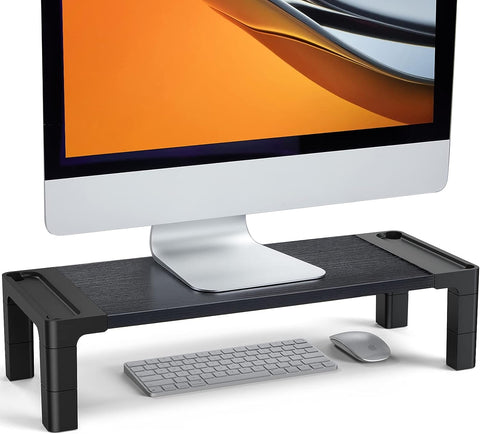 HUANUO Monitor Stand Riser, Height Adjustable for Laptops, Computers, Printers, PC, Desktop Ergonomic Monitor Riser for Home & Office, HNMS03