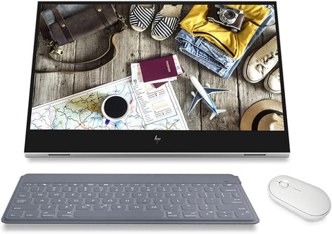 HP EliteDisplay E14 G4 FHD (1920 x 1080) Portable Monitor Travel Variation with 2 USB Type-C, Keys to Go Keyboard, Pebble Bluetooth Mouse Compatible with iPhone, iPad, and MacBook