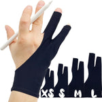 AKX Artist Glove Large - 2 Pack Palm Rejection Drawing Glove for Graphic Tablet, iPad - Smudge Guard, 2 Finger, Elastic Lycra, Fingerless Glove, Good for Left and Right Hand, Black | AK-020