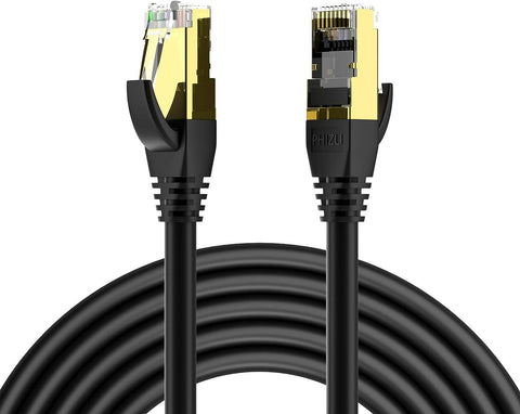 Cat8 Ethernet Cable 6ft 2Pack, Outdoor&Indoor,Heavy Duty High Speed 26AWG Gaming LAN Network Cable 40Gbps, 2000Mhz with Gold Plated RJ45 Connector, Weatherproof Resistant for Router, IP Cam, Modem