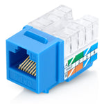 Everest Media Solutions 90° Angled CAT6/5e Keystone Jack in Blue - Slim Profile RJ45 Ethernet Connector - Compatible with 90° Angled Speed Termination Tool - easyJACK (B094WB91H3) - 50-Pack