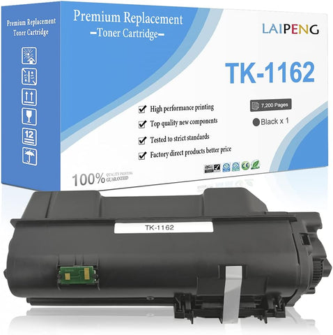 Compatible Toner Cartridge TK1162 / TK-1162 Black High Capacity 7200 Pages for Kyocera ECOSYS P2040dn P2040dw Laser Printers?Black x 1?