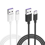 ZUKUN USB Cable, 2-Pack, 6 ft, Type C Charger Premium TPE USB Cable, USB A to Type C Fast Charge 3A, Black, White