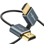 Twozoh Flexible HDMI to HDMI Cable Right Angled 90° 10FT, Ultra Thin and Slim HDMI Cord Support 3D/4K@60Hz