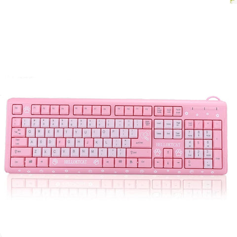 Wired Keyboard, USB Ultra-Thin Cute Keyboard, Adjustable Back Bracket, no delay, Anti-wear, wear-Resistant and Anti-wear, Suitable for Home, Business Office, Games(Pink)