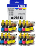 ColorInk Ink Cartridge Replacement LC203 LC203XL LC201 LC201XL Compatible with Brother MFC-J460DW J480DW J485DW J680DW J880DW J885DW MFC-J4320DW J4420DW J4620DW(4 Cyan, 4 Magenta, 4 Yellow, 12 Pack)