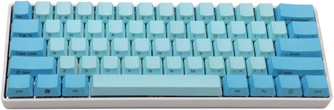 YMDK 61 ANSI Custom 60% KEYCAPS OEM Profile Thick PBT KEYCAP Set Suitable for Cherry MX Switches Mechanical Gaming Keyboard (ONLY KEYCAP) (Dark-Light Blue Side Print)