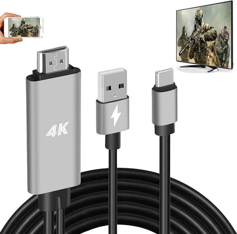 HDMI Adapter USB Type C Cable MHL 4K HD Converter Charging Cord for iMac MacBook Samsung Laptop Galaxy S20 S10 S9 S8 Note 20 10 LG G8 G5 Q5 Android Phone to Monitor Projector TV (Gray)