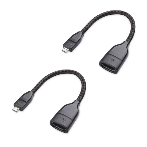 Cable Matters 2-Pack 8K / 4K 120Hz Micro HDMI to HDMI Adapter (Micro HDMI Adapter) in Black, 6 Inches with HDR Support for Raspberry Pi 4 (RPI4) and More