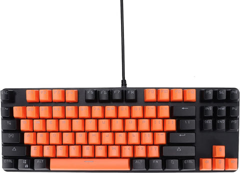 Dpofirs 87 Keys Gaming Keyboard, Black and Orange Dual?Color Keycap Mechanical Keyboard for Computer, Sweat Proof Dust Proof Mechanical Keyboard, Gifts