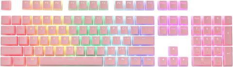 Redragon A130 Pink Pudding Keycaps, 104 Keys Standard Doubleshot PBT Keycap Set w/Translucent Layer for Mechanical Keyboard, OEM Profile, English (US) ANSI Layout