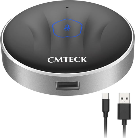 CMTECK Conference Microphone, USB Computer Desktop Mic with Mute Function, 360°Omnidirectional Voice Pickup, LED Indicator, Noise-Canceling, Ideal for Meetings, Recording, Chatting