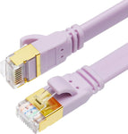 CAT 8 Ethernet Cable, 10ft 2 Pack High Speed 40Gbps 2000MHz Flat CAT8 Patch Cord, Morandi Color, Gigabit Internet LAN Cable with Gold Plated RJ45 Connector for Gaming, PC (Morandi Purple 10ft 2Pack)