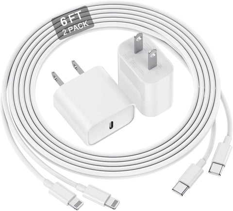 iPhone 13 12 Fast Charger, [MFi Certified] USB C to Lightning Cable 6Ft with 20W Apple USB-C Charging Block, Fast Wall Plug with Cord for iPhone 13 12 11 Pro/Mini/Pro Max/X/8/iPad, 2 Pack