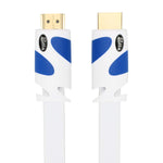 Postta Flat HDMI Cable 30 Feet Flat HDMI 2.0 Cord Support 4K, 3D, 2160p, 1080p, Ethernet and Audio Return-White-Blue