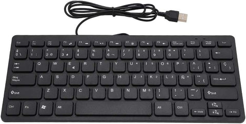 Wendry Mini Keyboard Wired Ultra-Thin 78 Keys USB Keyboards,Portable Spanish Keyboard USB for Desktop Computer,Suitable for Both Office and Games,Black