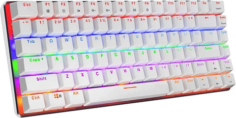 LexonElec Wireless Mechanical Keyboard,Two Mode BT5.0/USB-C 82 Keys Bluetooth Mechanical Keyboard,Rainbow LED Backlit,Compact Gaming Keyboard for Windows Mac PC Gamer(White)