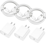 iPhone Fast Charger, 3 Pack [Apple MFi Certified] PD 20W USB C Wall Charger Block Plug with 10FT Long Type C to Lightning Fast Charging Data Sync Cable Compatible for iPhone 14 13 12 11 XS XR X 8 iPad