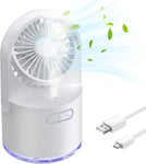 toberto Cool Mist Air Diffuser, 3 Speeds Rechargeable Portable Personal Mist USB Quiet Mini Fan White