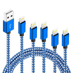 5Pack iPhone Charger [Apple MFi Certified], 3/3/6/6/10 FT Lightning Cable Fast Charging iPhone Charger Cord Compatible with iPhone14/13/12/11/Pro Max/XR/XS/X/8/7/6, iPad and More-Blue