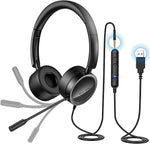 New bee [2 Pack] USB Headset Computer Headset in-Line Call Controls Office Headset with Noise Cancelling Micphone Call Center Headset for Skype, Zoom, Laptop, Phone, PC, Tablet, Home