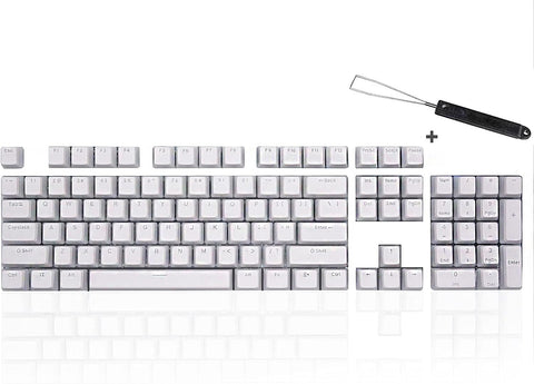 Jokym store Keycaps,OEM Profile Custom Keycaps Transparent Layer,Compatible Cherry MX/Outemu/Gateron/Optical Switch,61/87/104 Double Shot Backlit PBT Keycaps ?with Puller(Only Keycaps) (White)