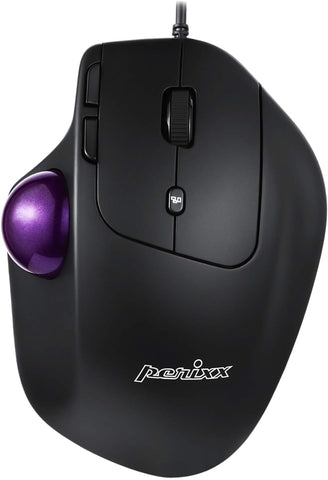 Perixx PERIMICE-520 Wired USB Ergonomic Programmable Trackball Mouse, Adjustable Angle, 8 Button Design, Black (PM-520-11447)