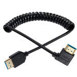 Qaoquda 8K HDMI Cable, 4Ft Coiled HDMI 2.1 Male to Male 90 Degree Angle Spiral Extender Cord, High Speed Supports 48Gbps 8K@60 for Camera, Camcorder, HD TV, PC and More (Left Angle)