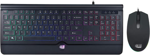 Adesso Backlit Gaming Keyboard and Mouse Combo, USB, Black